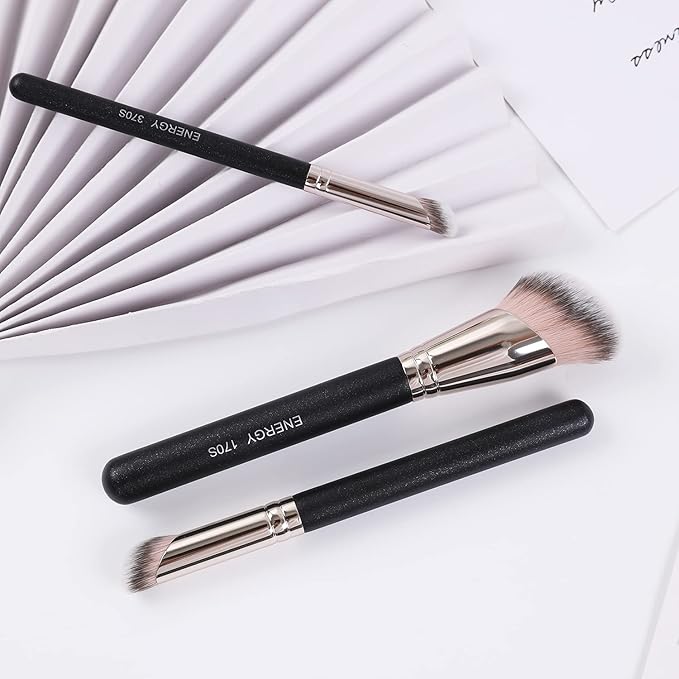 ENERGY Angled Foundation Brush – Flawless Blending Contour Brush for Liquid, Cream & Powder – Dense Soft Bristles, Professional Makeup Brush for Face Sculpting & Highlighting 170S