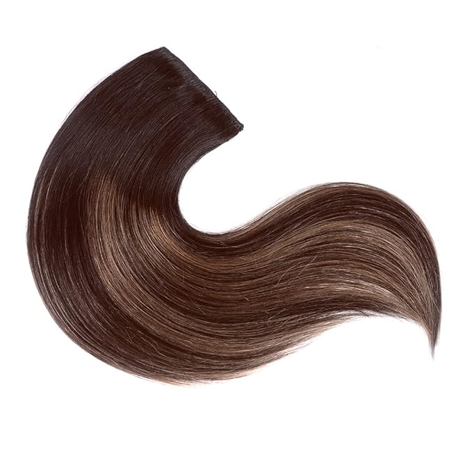 12" Clip in Hair Extensions Remy Human Hair Brown Balayage for Women - Silky Straight 100% Real Human Hair 50grams 4pieces #2T(6P2) Color