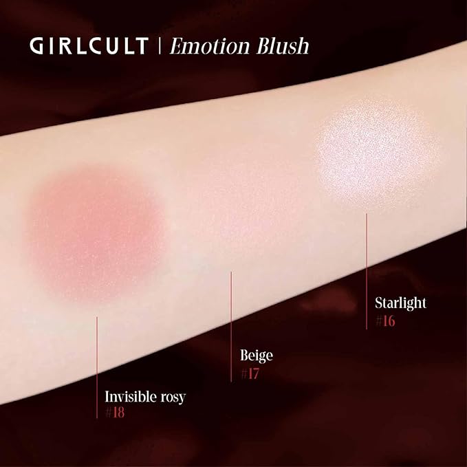 GIRLCULT Brightening Blush Highlighter – Satin Glow in Pearlescent White, Multi-Use Face Highlighter & Powder Blush, Buildable Natural Glow for Cheeks (#16)
