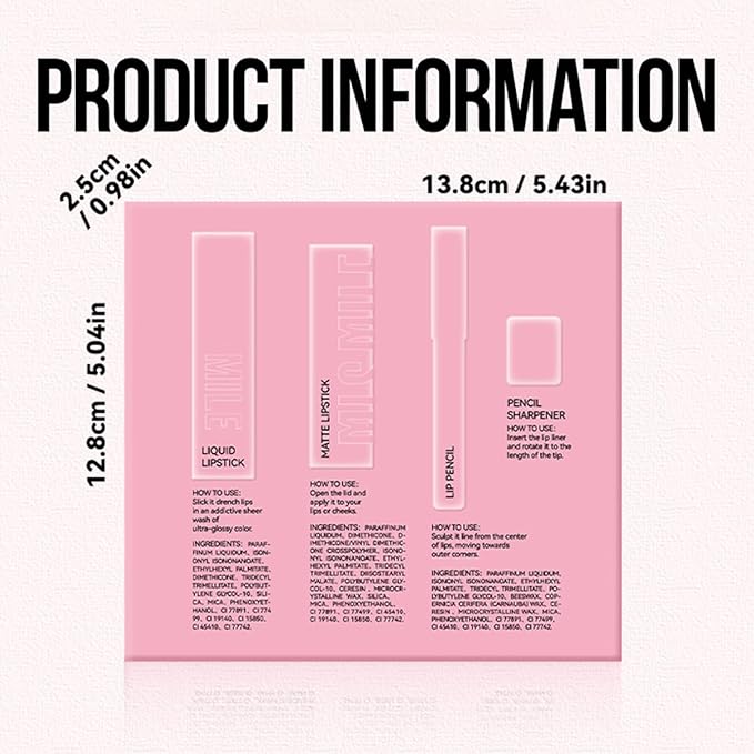 Matte velvet Lipstick + Lip Liner + Moisturizing Lip Oil Set, One Step Lips Makeup Kits Pigment Velvety Nude Lip Stain Waterproof Long Wear Lip Gloss Make up Gift Set (Set B)