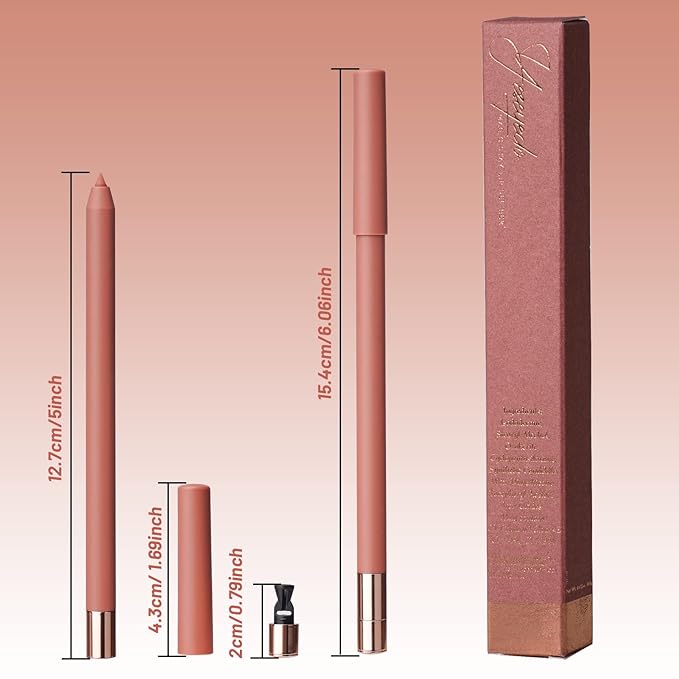 Brown Lip Liner, Retractable Waterproof Lipliner Dark Brown, Long Lasting Gel Lip Liner for Lip Contour, Creamy and Soft, Longwear for 24H, High Pigmented (Nutmeg)