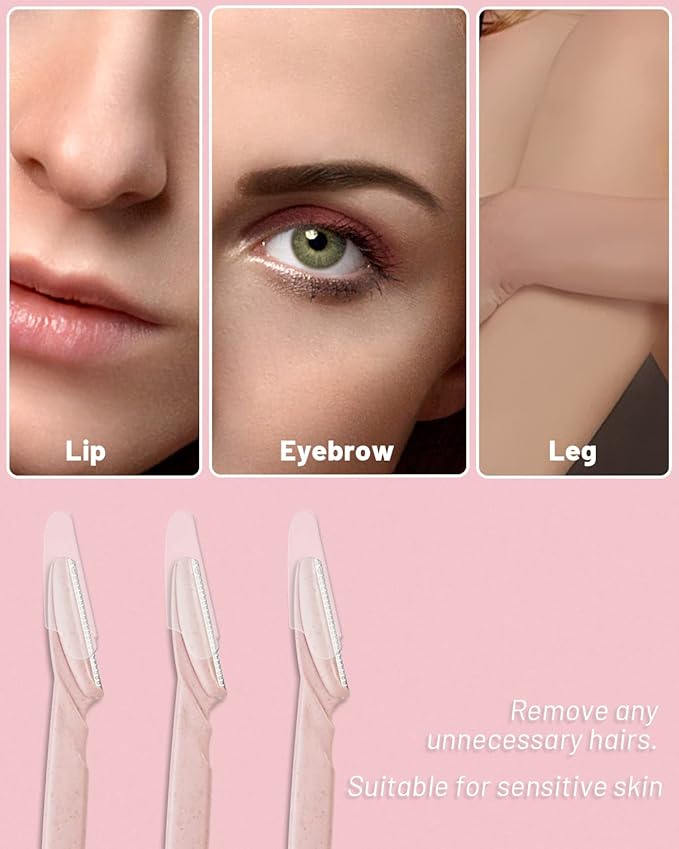 MoHern Dermaplaning Tool for Face, 30 Pcs Dermaplane Razor for Face, Multipurpose Face Razors for Women and Men, Pink