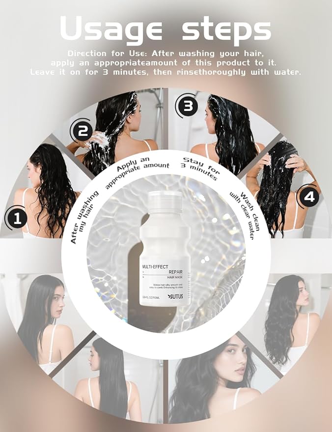 SUTUS Deep Conditioning Hair Mask - Repairs Damaged, Dry Hair and Split Ends, Rebuilds Strength, Promotes Healthy Hair (Orchids 3.04 FL oz), Paraben & Sulfate-Free for travel