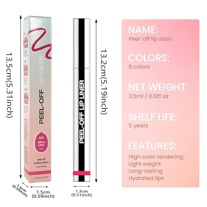 2Pcs Matte Liquid Lip Stain Peel Off Lip liner Tattoo, Matte Peel Off Lip Stain, Long Lasting Waterproof Lipstick Lip Gloss Stain, Transfer-proof for All Skin Types (0.24 fl oz-00#+06#)