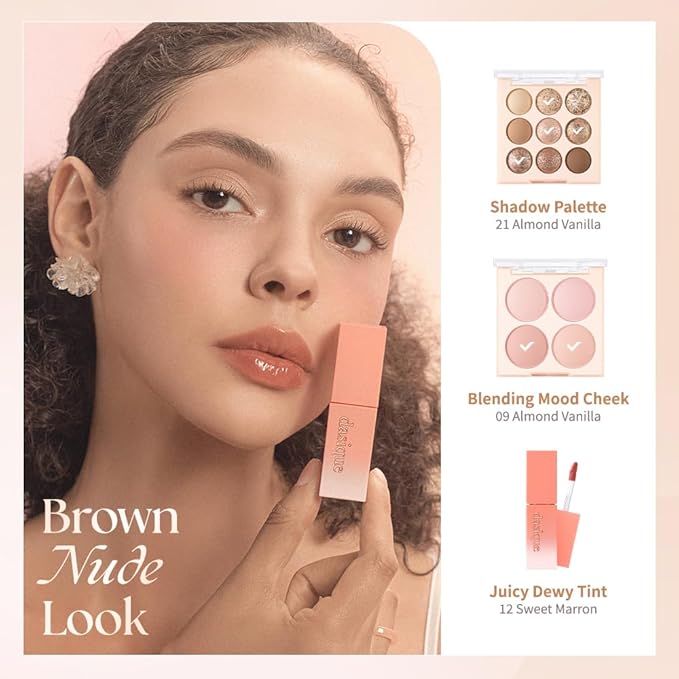 Dasique Blending Mood Cheek #09 Almond Vanilla | 4 Blendable Shades in Lightweight Smooth Powder | Vegan | Blush