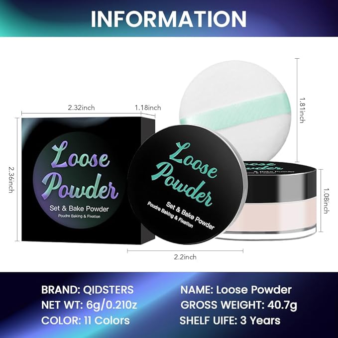 Loose Setting Powder - Translucent Finishing Powder for Face With Built-in Puff, Oil Control & Pore Blurring, Soft Matte Makeup, Vegan & Long Lasting, Medium 04 (0.21 oz)