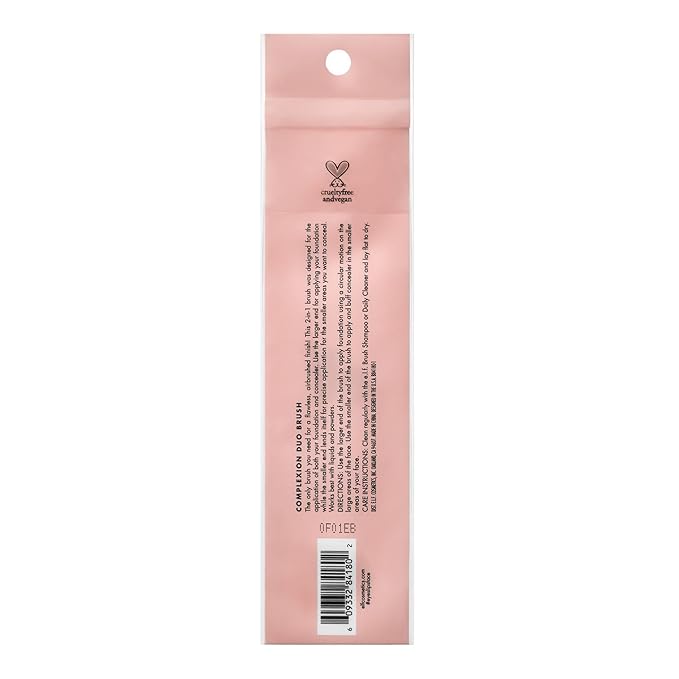 e.l.f. Complexion Duo Brush, Makeup Brush For Applying Foundation & Concealer, Creates An Airbrushed Finish, Made With Vegan, Cruelty-Free Bristles