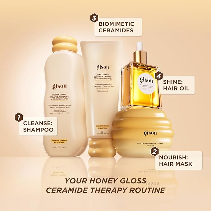 Gisou Honey Gloss Hair Wash Duo - Hydrating Shampoo & Conditioner with Fermented Mirsalehi Honey, Biomimetic Ceramides & Hyaluronic Acid, Strength & Glossy Shine, For All Hair Types