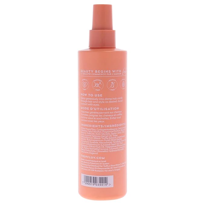 TruffLuv | Nourish Collection Argan Leave-In Mask, Infused with Black Truffle Extract, Anti-Frizz Conditioning Spray, Detangles, Hydrates and Strengthens, Paraben Free, Sulfate Free, 8.45 Fl Oz