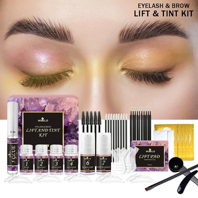 Brow Lamination Kit & Lash Lift Kit, Eyebrow Lamination kit, Eyelash Perm Kit, Brows & lashes lifting Kit, Instant Eyebrow Lift Kit for Fuller Thicker Brows, Professional Salon and Home DIY Use