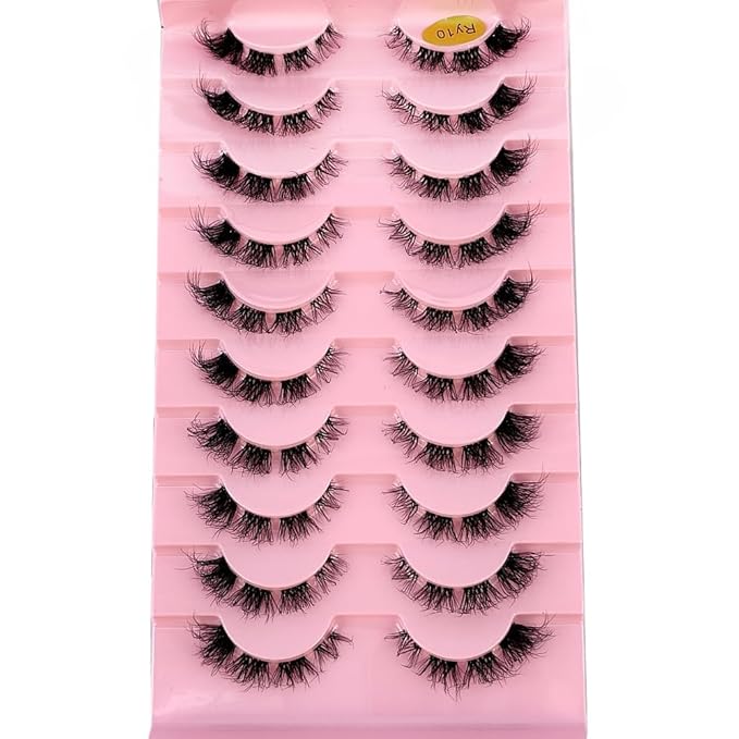 HBZGTLAD New 10 Pairs 3D Mink Lashes False Eyelashes Handmade Wispy Fluffy Long Lashes Natural Eye Makeup Tools Eye Lashes(RY10)