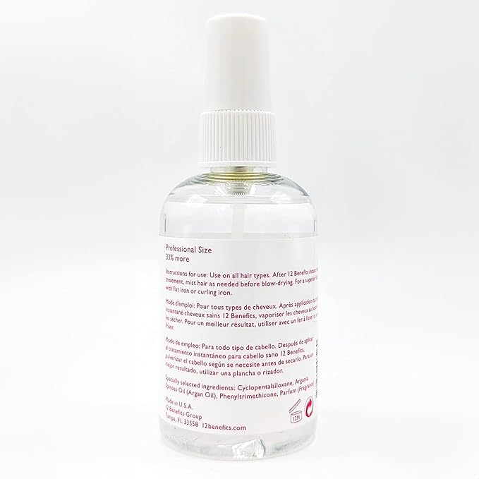 12 Benefits RAPID BLOWOUT ARGAN OIL SPRAY - Cut Blow Dry Time by 40% - Heat Protectant, Nourishes, Smooths Frizz, Adds Shine & Softens Damaged Hair, 4 Fl Oz