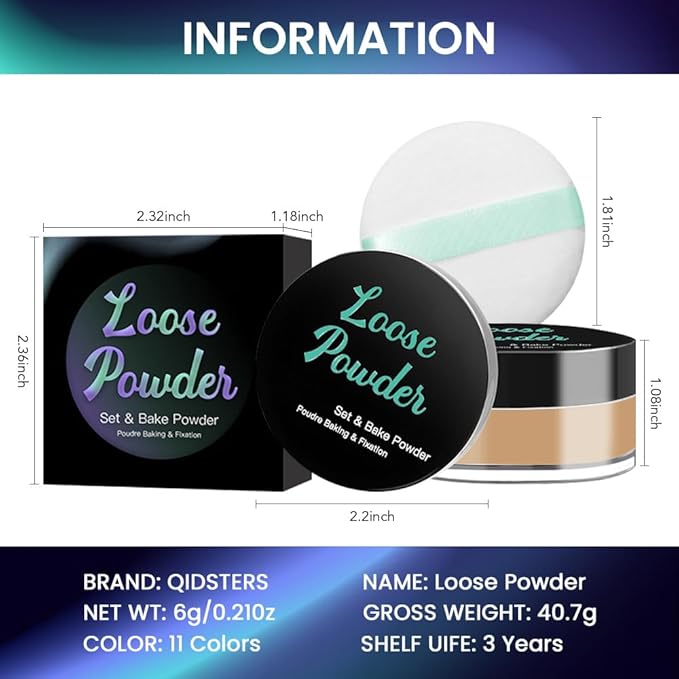 Loose Setting Powder - Translucent Finishing Powder for Face With Built-in Puff, Oil Control & Pore Blurring, Soft Matte Makeup, Vegan & Long Lasting, Deep 10 (0.21 oz)