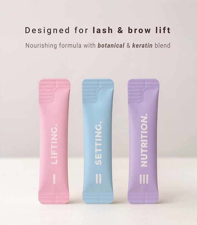MIYA LASH | Lash Lift & Brow Lamination Kit with Glue Balm | AURA Series | 2-in-1 Eyelash Perm & Brow Lift | Individually Packed Sachets with Tools | Results Last Up to 6 Weeks