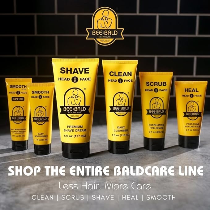 Bee Bald SMOOTH PLUS Head & Face Moisturizer with SPF 30 Sunscreen Lotion Protecting Skin From Harmful UVA/UVB Rays While Hydrating, Moisturizing and Toning, 1.7 Fl Oz (Pack of 3)