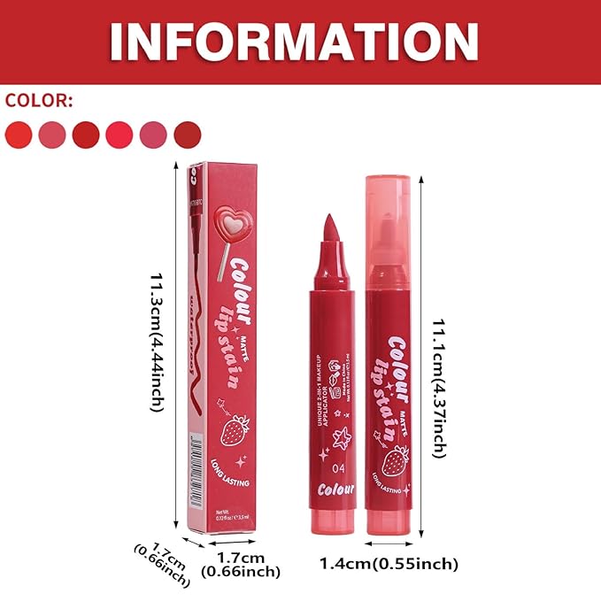 Lip Stain Marker, Long Lasting and Transfer-Proof Liquid Lip Liner, High Pigmented Matte Stained Lip Tint Marker Lip Liner Contour Tint Lip Makeup(#02)