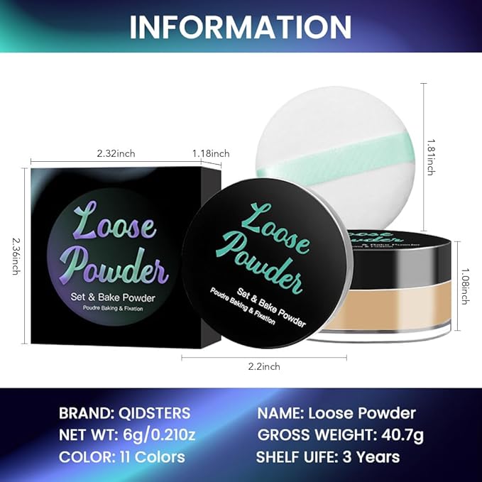 Loose Setting Powder - Translucent Finishing Powder for Face With Built-in Puff, Oil Control & Pore Blurring, Soft Matte Makeup, Vegan & Long Lasting, Cappuccino 09 (0.21 oz)
