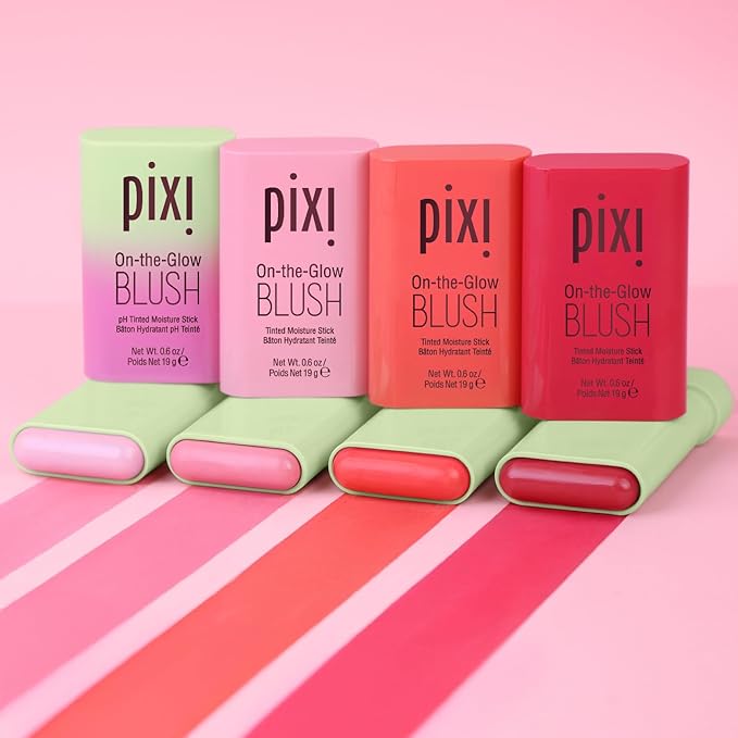 Pixi On-the-Glow Blush - CheekTone, pH Reactive Hydrating Tinted Moisture Blush Stick with Ginseng, Aloe Vera & Fruit Extracts, For Cheeks & Lips, 19g / 0.6oz, Paraben-Free