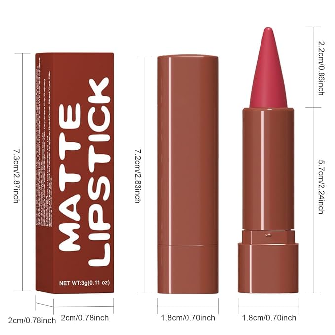 Carmine Gradient Matte Lipstick Crayon Lip Liner pencil for Women, Flawless Contour Gradual Ombre Effect lip Pencil, Long Lasting Waterproof Smudge Proof Lipstick Pencil 06#