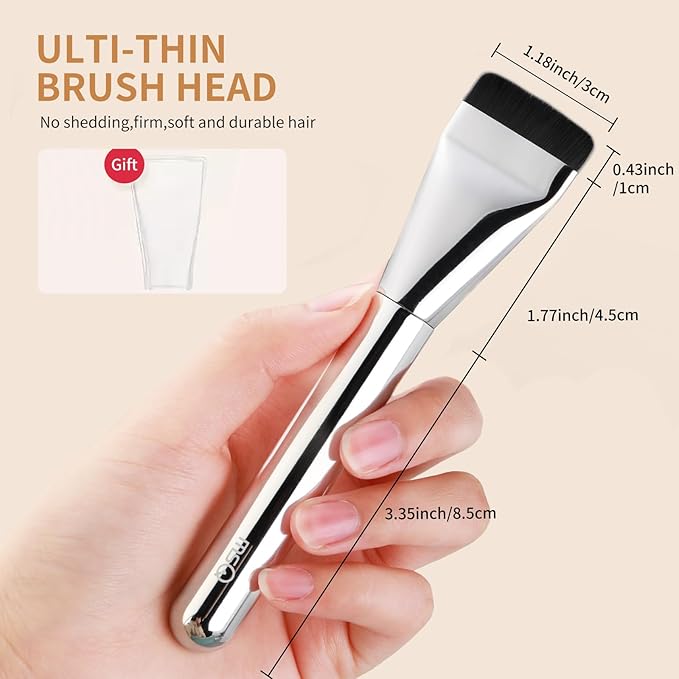 MSQ Flat Foundation Brush,Korean Makeup Brush Ultra Thin Spatula Facial Brush Face Mask Brushes for Liquid Foundation, Blending Cream,Mask,Mud, Clay, Charcoal Mixed Mask, DIY