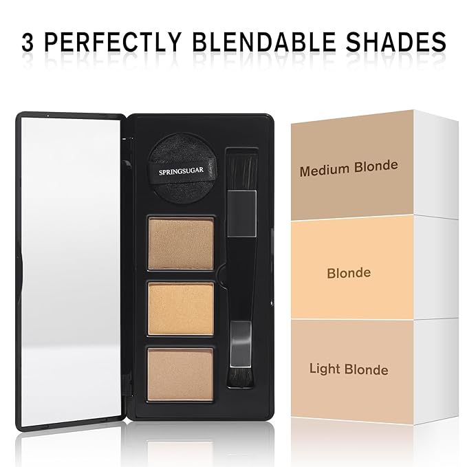 Root Touch Up Hair Color – 3 Color Blendable Hairline Powder for Gray Coverage, Root Cover Up & Thinning Edges – 48H Sweat Resistant, Natural Finish for Women & Men – Blonde