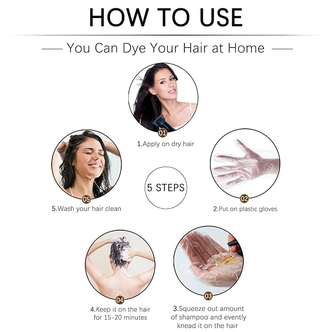 Dark Brown Hair Dye Shampoo 3 in 1 for Gray Hair, Instant Brown Hair Color Shampoo for Men & Women, Herbal Hair Dye Shampoo for 100% Gray Coverage in Minutes 500ml