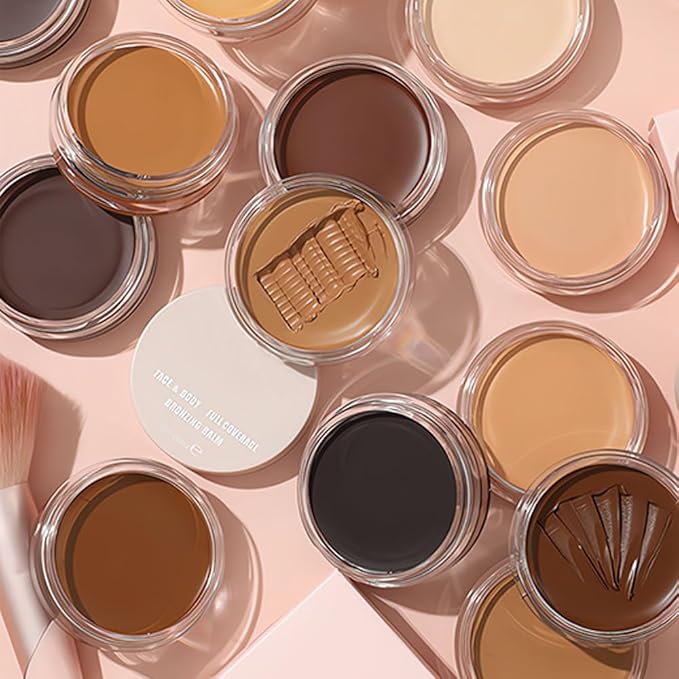 Kaely 2Pcs Cream Pot Concealer Full Coverage Makeup Set, Under Eye Brightener Color Correcting Concealer for Dark Circles, Waterproof Foundation Palette with Brush, Corrector de ojeras, 01+02