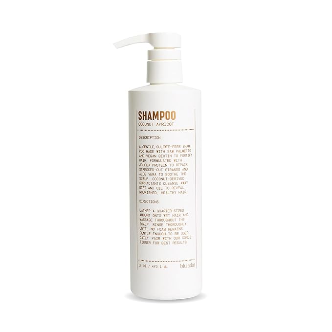 Blu Atlas Men's Natural Shampoo – Organic, Sulfate-Free, Paraben-Free – Deep Cleansing & Hydrating – Coconut Apricot Scent – Made in America – 16 oz