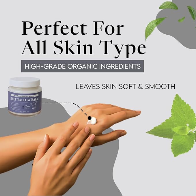 Beef Tallow Balm - 100% Pure Ingredients - Unscented Multipurpose Balm for Skincare - Beef Tallow Moisturizer 4oz/120g