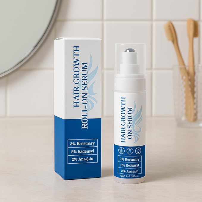 Rosemary Hair Growth Roll-On Serum 3% Rosemary Oil,2% Redensyl Anagain Strengthens Roots,Reduces Hair Loss,Volumizes & Nourishes Hair Lightweight,Non-Greasy Formula for Scalp Health 25mL*2Pcs