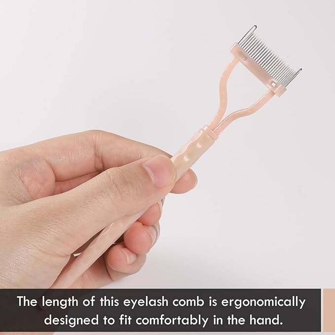KINGMAS Eyelash Comb Separator, Eye Lash Separator Eyelash Definer Mascara Comb Applicator With Cover - Arc Designed (Apricot Pink (2Pcs))