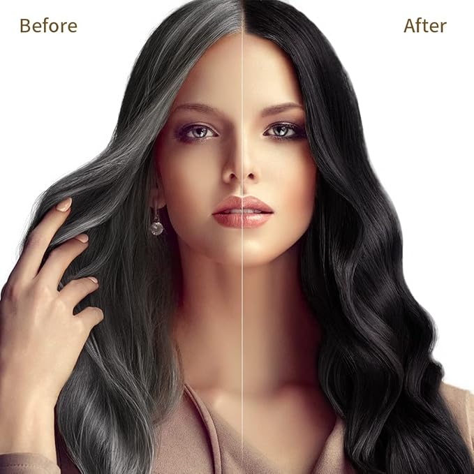 Black Hair Dye Shampoo for Gray Hair, Semi-Permanent Hair Color Shampoo for Women and Men, Herbal and No Ammonia, 3 in 1-100% Grey Coverage(16.9 Fl oz)