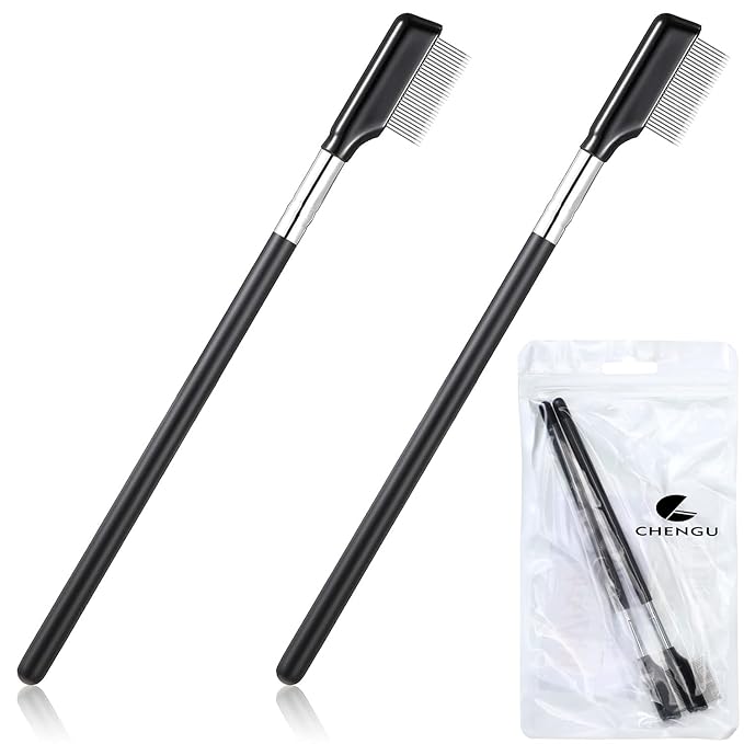 Metal Eyelash Brush 2 Pieces Grooming Eyelash Separator Mascara Metal Separated Lash Make up Brush Comb Cosmetic Separator Curler Eye Makeup Tool for Women