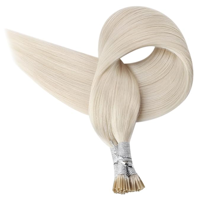 Full Shine I Tip Hair Extensions Human Hair Color 1000 Ice Blonde 16 Inch 40 Grams Itip Human Hair Extensions Prebonded Extensions Remy Hair for Women add Volume