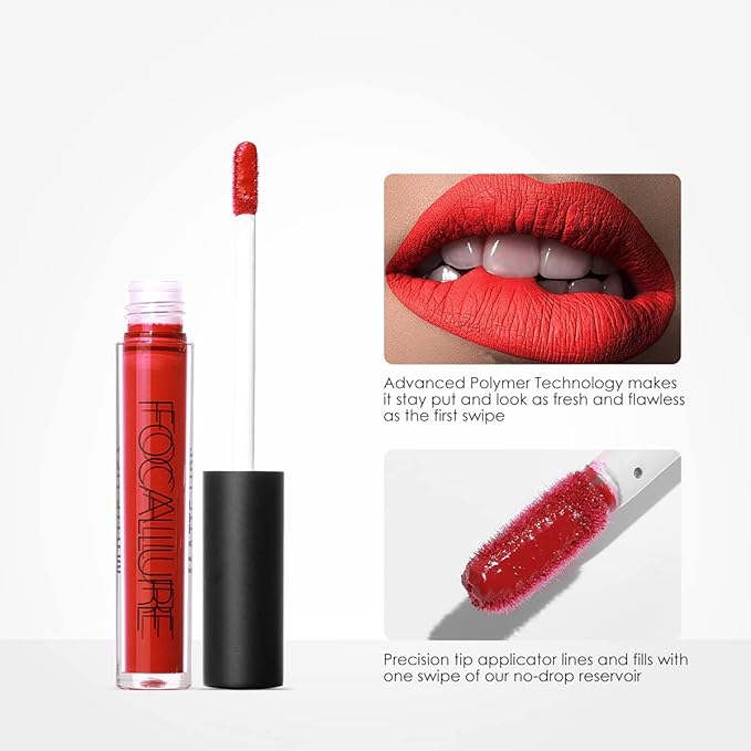 FOCALLURE Ultra Matte Liquid Lipstick,Longwear Rich Lip Colors,Easy to Create a Sexy Lips with High-grade Formula,Long Lasting Waterproof Lipstick Make Up,#49