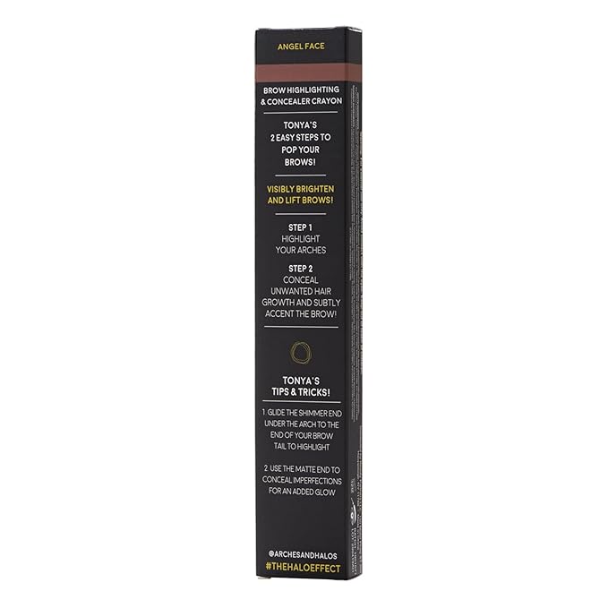 Arches & Halos Brow Highlighting and Concealer Crayon - Coco - Shaping and Shimmer Eyebrow Stick and Highlighter Duo - Soft, Ultra Creamy Formula - Define, and Sculpt for Sharp Brows - 0.176 oz