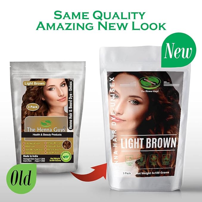 3 Pack Light Brown Henna Hair & Beard Dye/Color - The Henna Guys