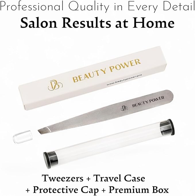 Professional Precision Slant Tweezers for Women Facial Hair - Tweezers for Men & Women, Eyebrow Tweezer for Ingrown Hair Blackhead & Splinter Removal - Grey