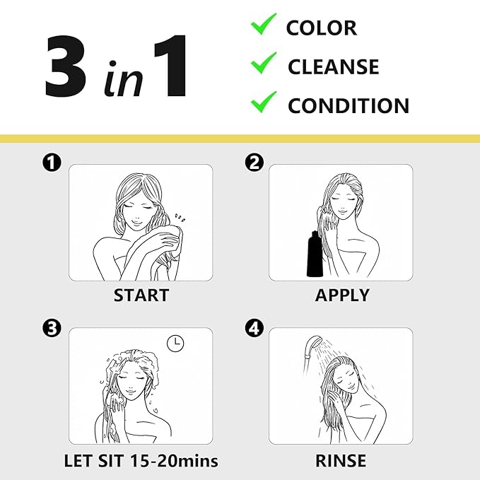 Dark Brown Hair Dye Shampoo 3 in 1 for Gray Hair, Hair Color Shampoo for Women Men Grey Hair Coverage 500ml (Dark Brown)