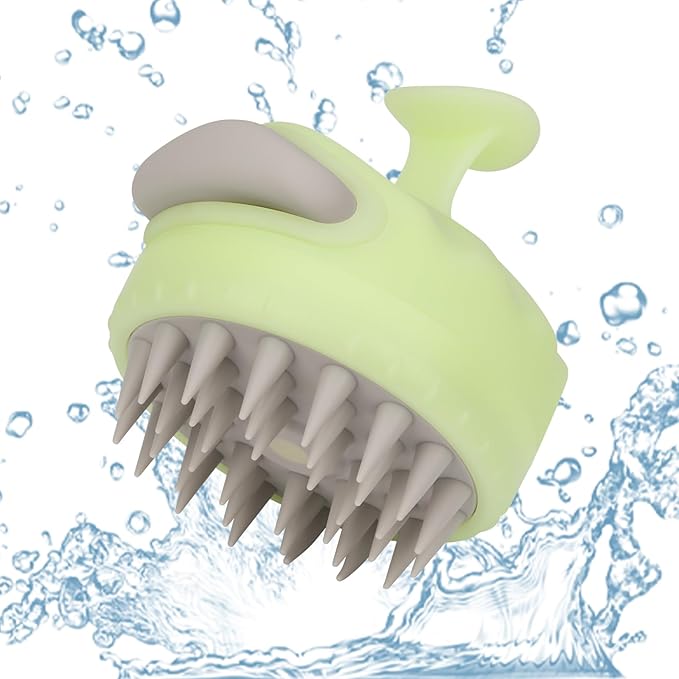 MOCHTERO Scalp Massager with Shampoo Dispenser, for Stress Relax Hair Growth,Handheld Hair Silicone Brush,Mint Green