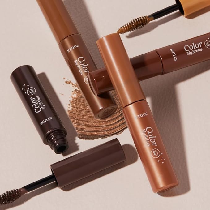 ETUDE Color My Brows Big Size, Brow Mascara, 3D Natural Coloring, Beeswax & Carnauba Wax, Moisturizing Brow Care, Eyebrow tint, Soft Gel Texture, Korean Makeup, Beauty, Rich Brown (0.304 Fl Oz)