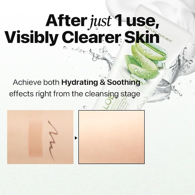 Nature Republic Fresh Herb Aloe cleansing foam Hydration & Moisturizing daily Makeup Remover, Nighttime Foaming Pore Cleansing aloe face wash,Korean Skin Care for All Skin Types 170ml / 5.74 fl Oz