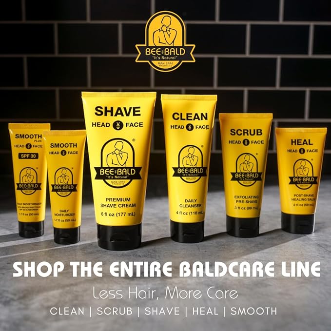 Bee Bald SMOOTH PLUS Head & Face Moisturizer with SPF 30 Sunscreen Lotion Protecting Skin From Harmful UVA/UVB Rays While Hydrating, Moisturizing and Toning, 1.7 Fl Oz