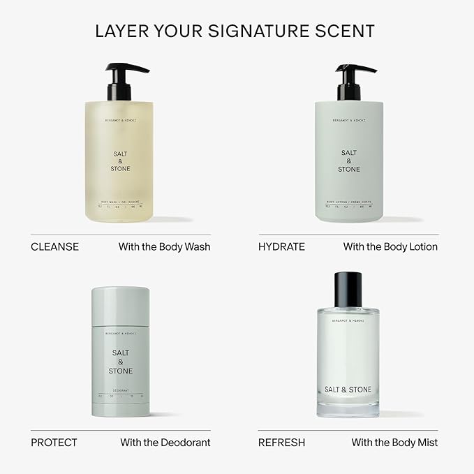 Salt & Stone Body Lotion for Women & Men| Scented Daily Body Lotion | Hydrates, Nourishes & Softens Skin | Restores Dry Skin | Fast-Absorbing | Cruelty-Free & Vegan (450 ml) (Bergamot & Hinoki)