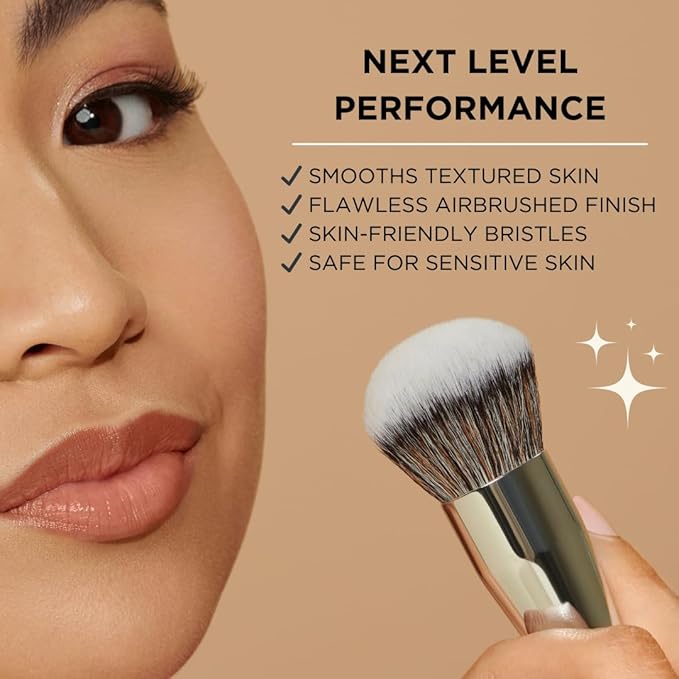 HALEYS Kabuki and Concealer Brush DUO, VEGAN + CRUELTY-FREE, Sustainable Wood, Airbrushed Finish For Creams, Liquids, Powder, Streak-free, Perfect Blending, Buffs, Blurs, Smooths with Control