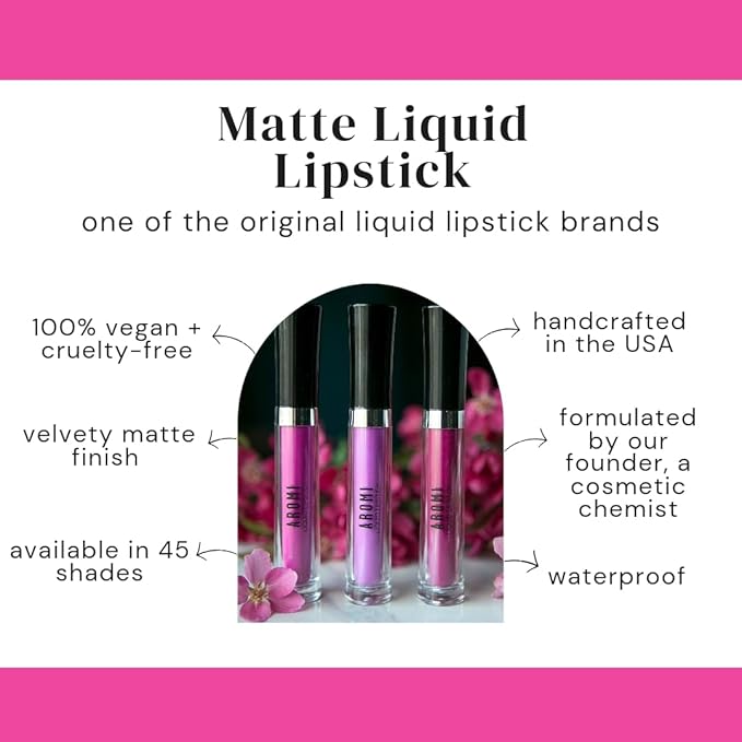 Aromi Neon Magenta Liquid Lipstick | Bright, Hot Pink Lip Color for Women, Vegan, Long-lasting, Long Wear (Electric Orchid)