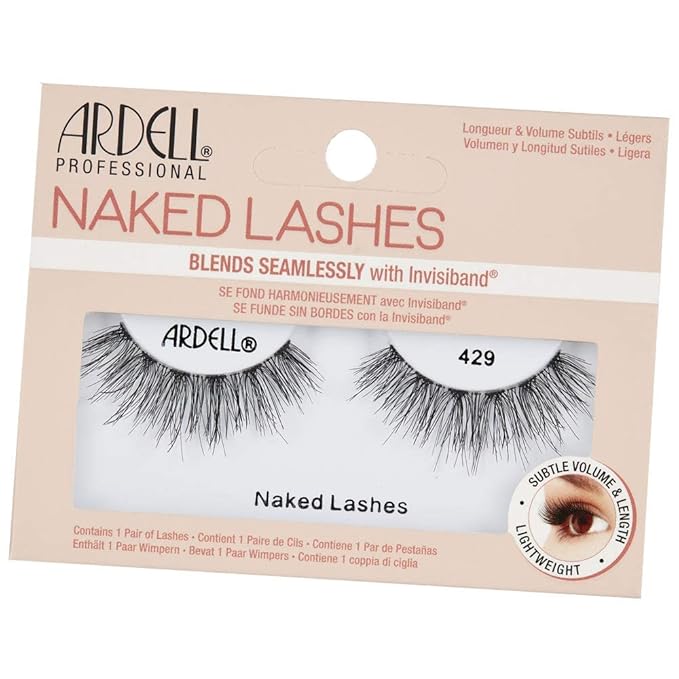 Ardell Naked Lashes Natural 429 with Invisiband - Natural False Eyelashes, Subtle Volume Strip Lashes for Everyday Wear, 4 Pairs
