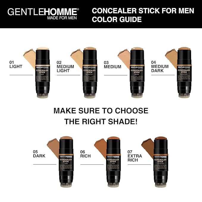 Concealer Stick with Brush for Men - Eraser Dark Circles - Men’s Multi-Use Concealer - Dual Sided Full Coverage with Soft Brush- Buildable Coverage Makeup - All Skin Type - (Medium Dark)