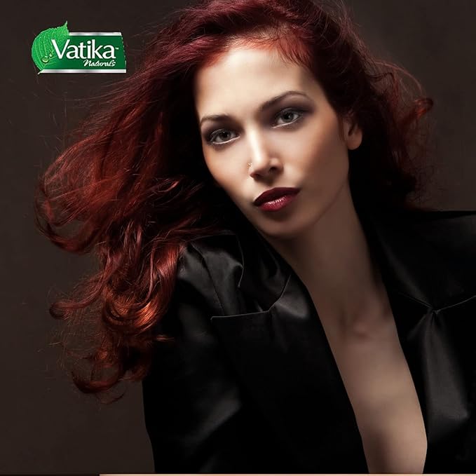 Vatika Naturals Permanent Hair Dye Burgundy, 100% Grey Coverage, Ammonia-Free, for Rich, Long-Lasting Color, No Damage, for Healthy, Vibrant Hair - 6 Sachets (10g each)