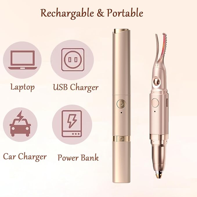 2 in 1 Heated Eyelash Curlers and Eyebrow Trimmer for Women, Electric Eyelash Curler with 2 Temperature Modes Anti-Burn USB Rechargeable Heated Eyelash Curler, Ideal Gift for Women JS710